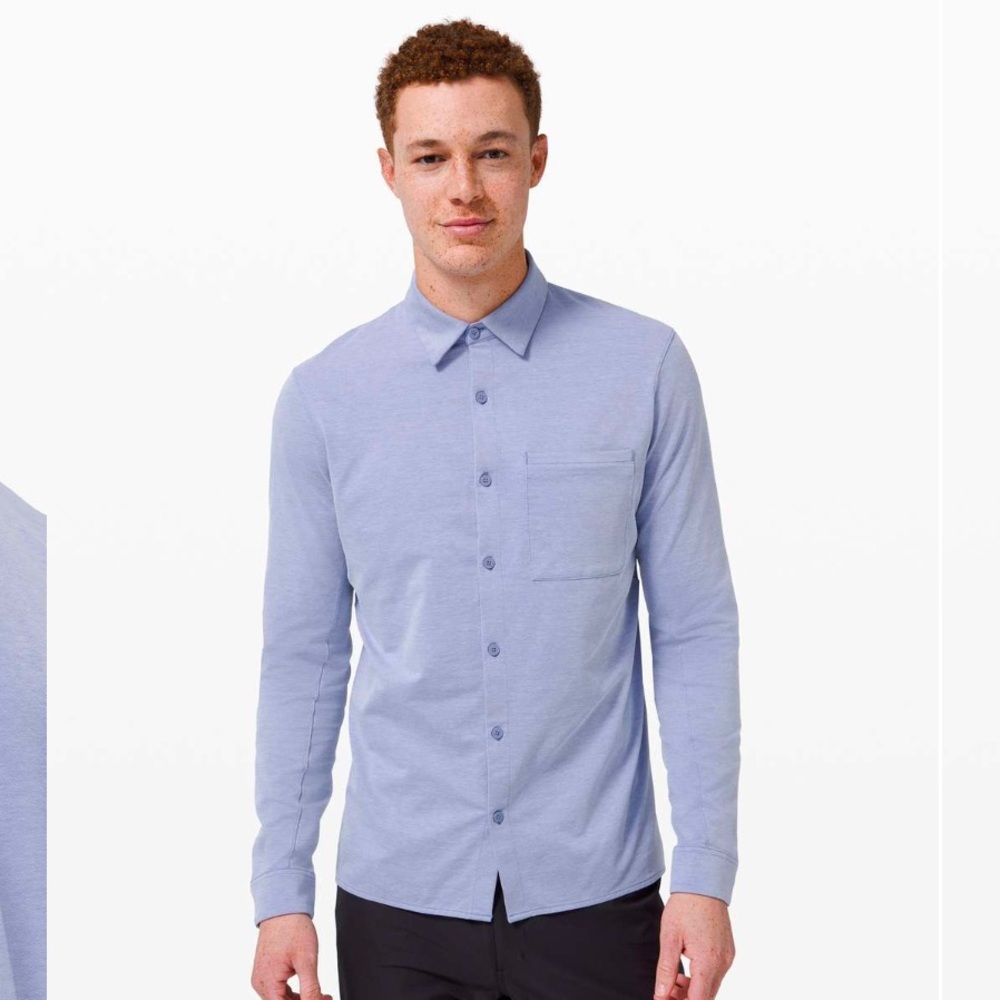 Lululemon Men’s Commission Long Sleeve Button Down Shirt Oxford Harbor Blue